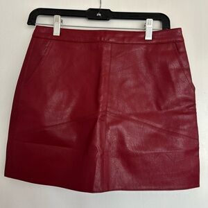 Elegant Red Leather Skirt